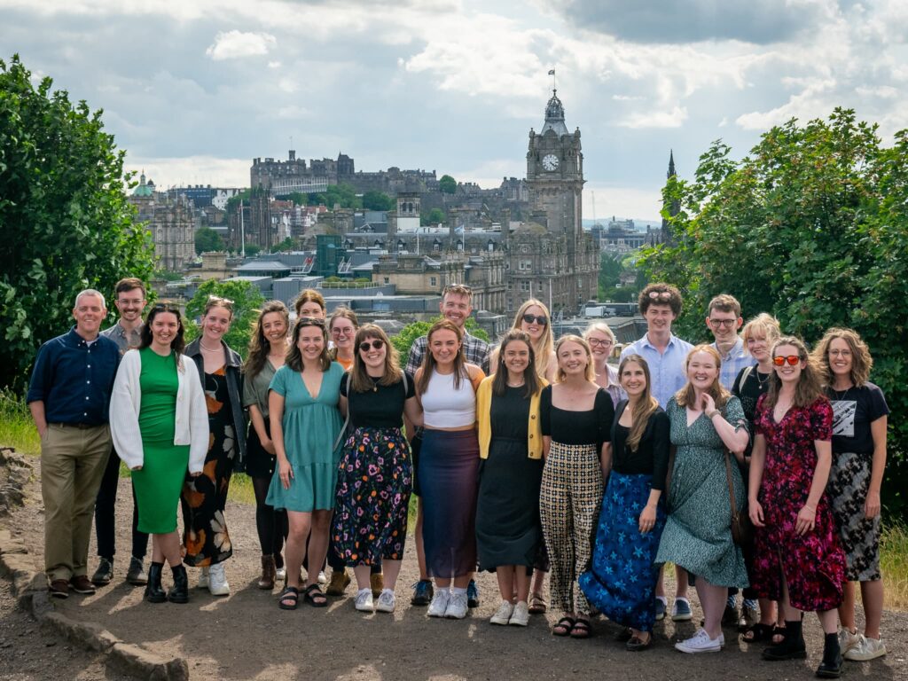 The Absolute Escapes team on Calton Hill, Edinburgh in 2023