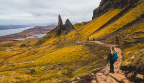 Zoe from the Absolute Escapes team at The Old Man of Storr on the Isle of Skye (credit - Zoe Kirkbride)