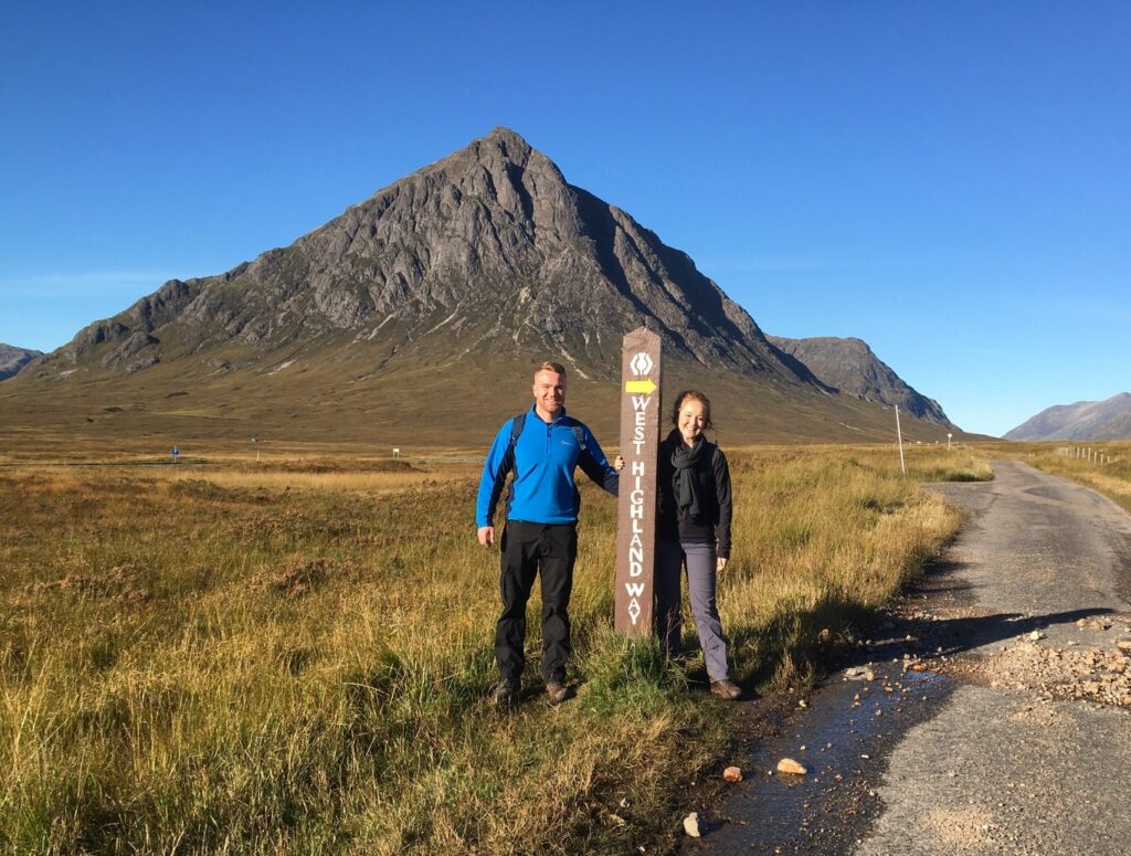 West Highland Way walkers by Buachaille Etive Mòr