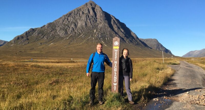 West Highland Way walkers by Buachaille Etive Mòr