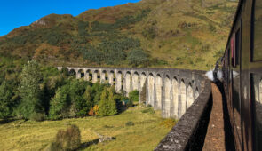 Jacobite Steam Train crossing the Glenfinnan Viaduct