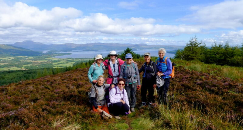 A group of hikers on the John Muir Way