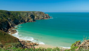 Looking down at Plémont Beach