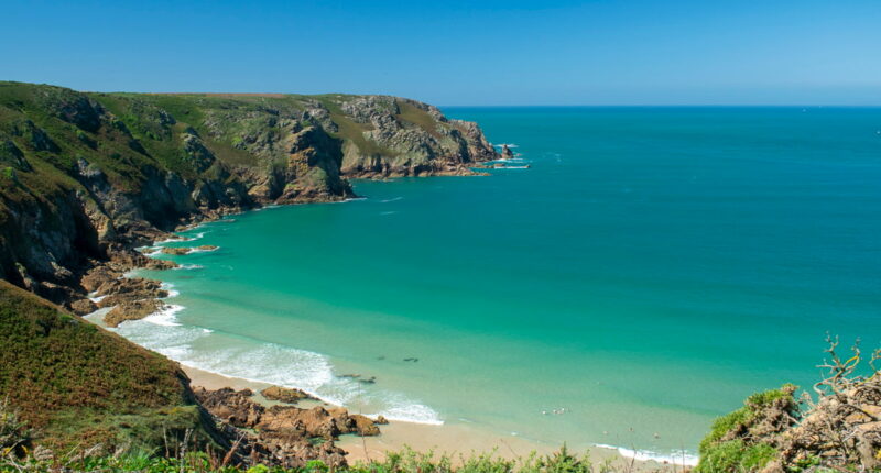 Looking down at Plémont Beach