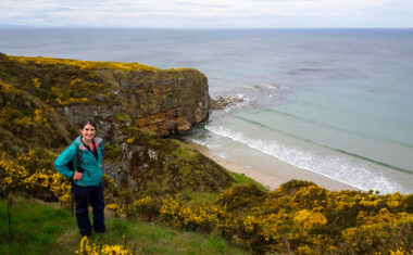 Katia from Absolute Escapes walking from Findhorn to Lossiemouth