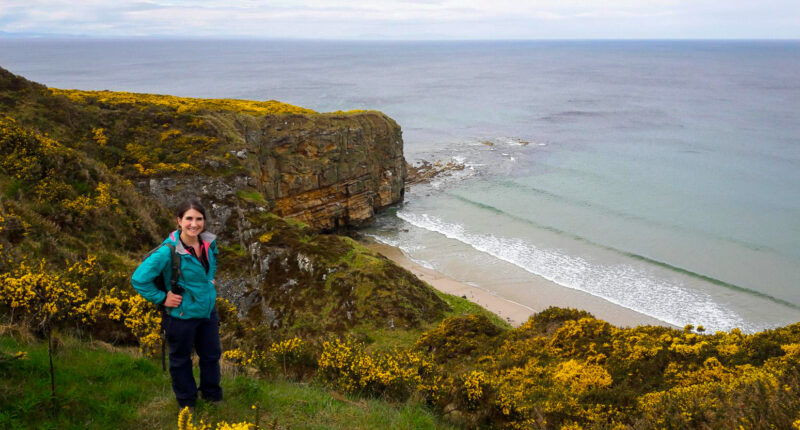 Katia from Absolute Escapes walking from Findhorn to Lossiemouth