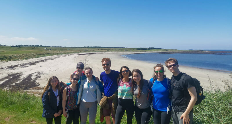 The Absolute Escapes team walking the Berwickshire Coastal Path