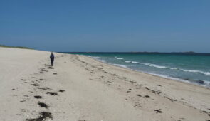 An Absolute Escapes client walking on the beach in Guernsey (credit - Andrew Bond)