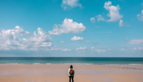 Beautiful white sandy beach on Jersey