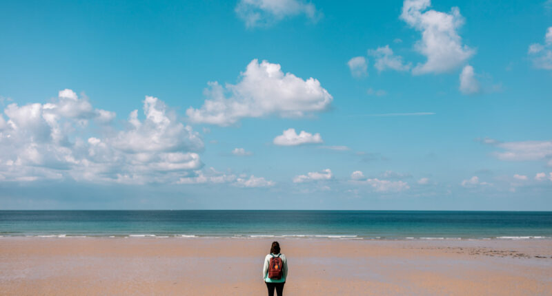 Beautiful white sandy beach on Jersey