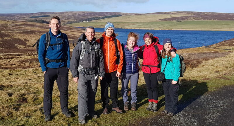 Absolute Escapes team members walking the Southern Upland Way