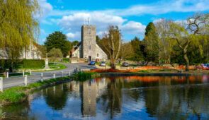 Burriton Church and pond