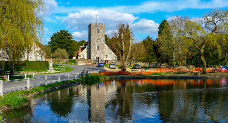 Burriton Church and pond