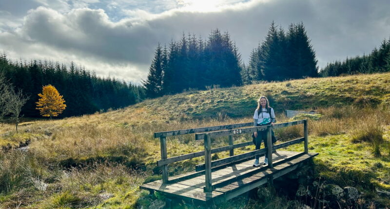 Nairne from the Absolute Escapes team walking from Kirkmichael to Spittal of Glenshee