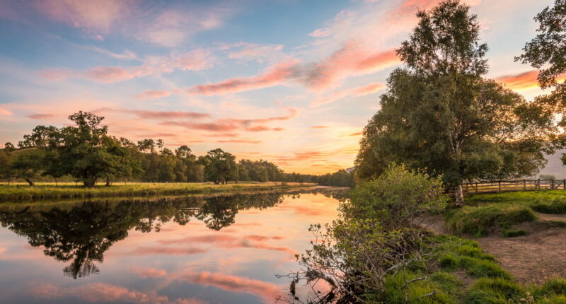 Sun setting on the River Spey