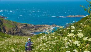 Walking through wildflowers on the Guernsey Coastal Path (credit - Andrew Bond)