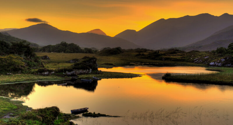 Sunset over the Lakes of Killarney