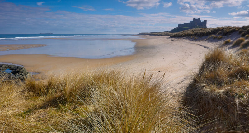 Bamburgh Castle on the Northumberland Coast Path