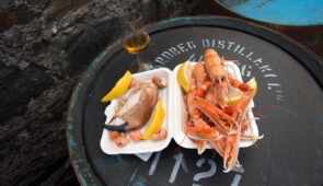 Seafood and whisky at Ardbeg Distillery