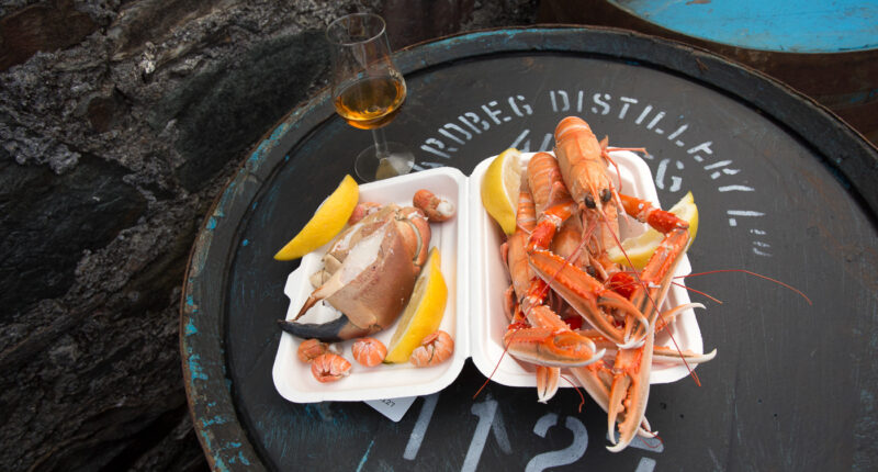Seafood and whisky at Ardbeg Distillery