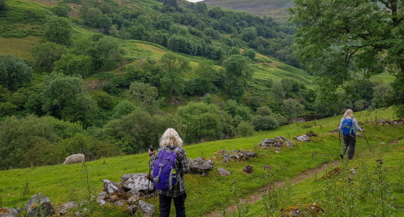 Absolute Escapes walkers leaving the village of Keld