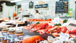 Seafood in St. Helier, the capital of Jersey