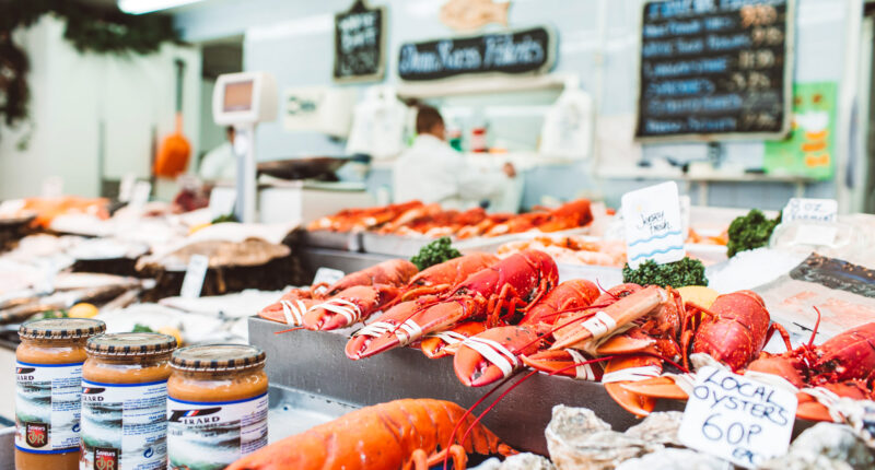 Seafood in St. Helier, the capital of Jersey