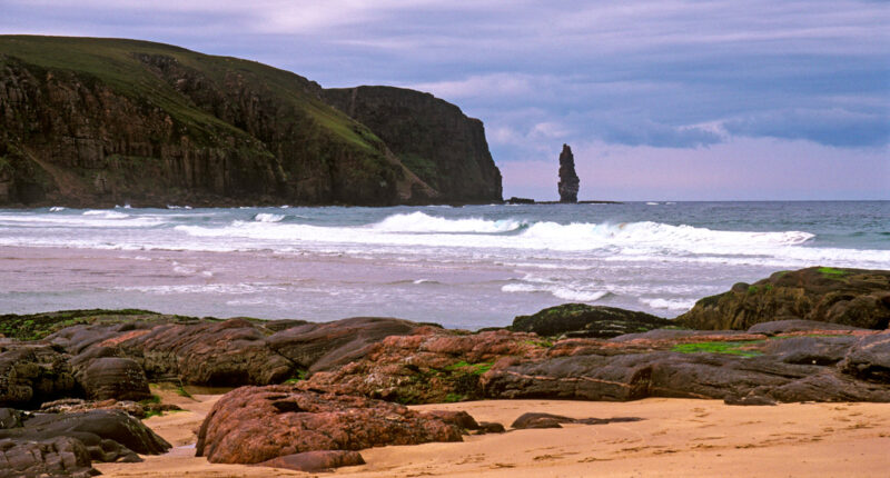 Sandwood Bay and the Sea Stack of Am Buachaille