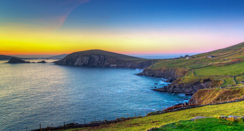 Scenic sunset over the Dingle Peninsula