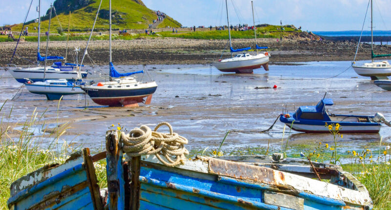 Low tide at Lindisfarne Castle on Holy Island