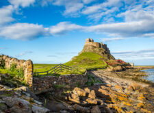 Lindisfarne Castle on the Northumberland coast, England