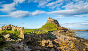 Lindisfarne Castle on the Northumberland coast, England
