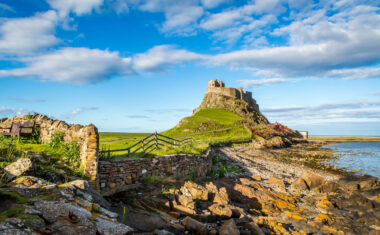 Lindisfarne Castle on the Northumberland coast, England