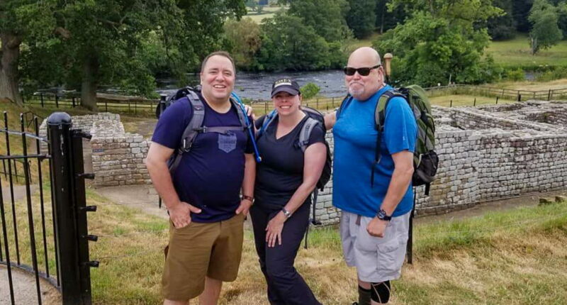 Absolute Escapes clients walking Hadrian's Wall Path (credit - Paula Seidel)