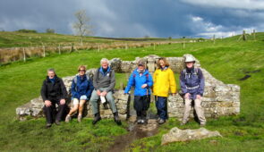 Absolute Escapes clients at the Temple of Mithras on Hadrian's Wall (credit - Sean Haffey)