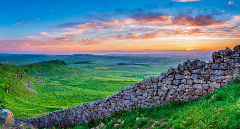 Hadrian's Wall at sunset