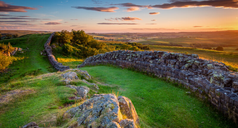 Hadrian's Wall at sunset