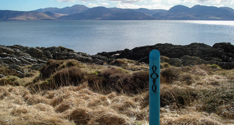 Kintyre Way waymarker and views