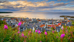 Colourful sunset over Cullen village