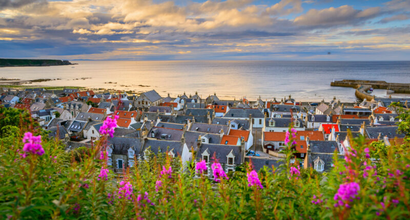 Colourful sunset over Cullen village