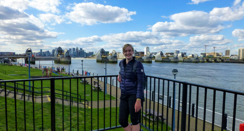 Pippa from the Absolute Escapes Team at the Thames Barrier