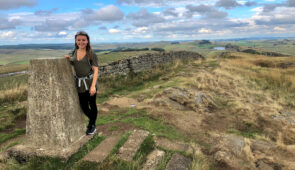 Caitlin from the Absolute Escapes at Caw Gap on the Pennine Way