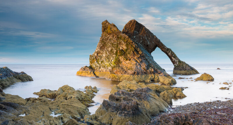 Bow Fiddle Rock on the Moray coast