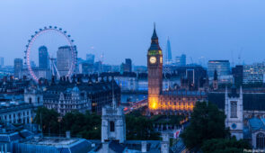 London skyline - Westminster, London Eye, River Thames