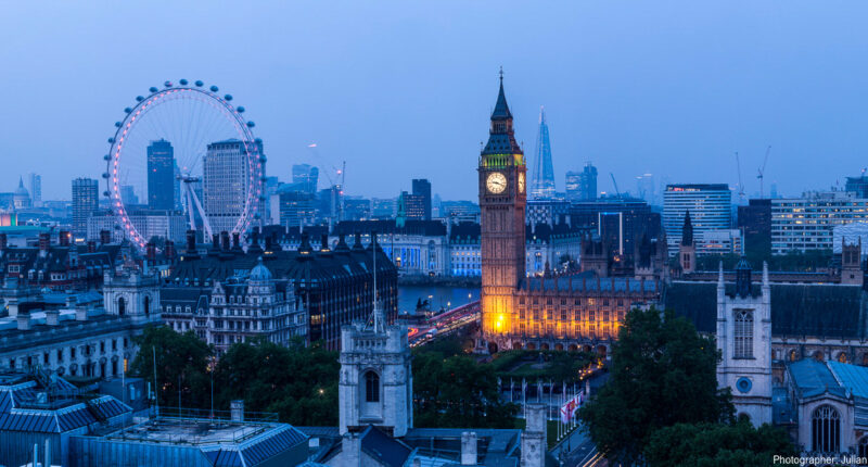 London skyline - Westminster, London Eye, River Thames