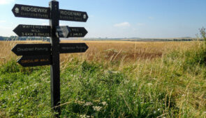 Ridgeway signs at Ashbury Hill where Alfred the Great defeated the Vikings