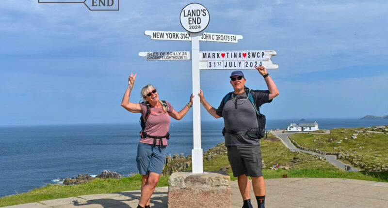 Absolute Escapes clients at Land's End, mainland Britain's most south-westerly point