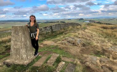 Caitlin from the Absolute Escapes at Caw Gap on the Pennine Way