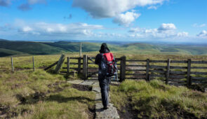 Walker in the Cheviot Hills on the Pennine Way