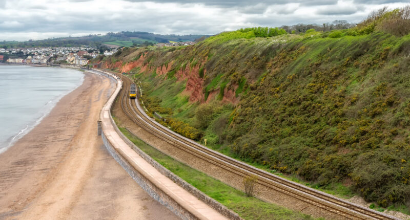 Walking along the sea wall at Dawlish